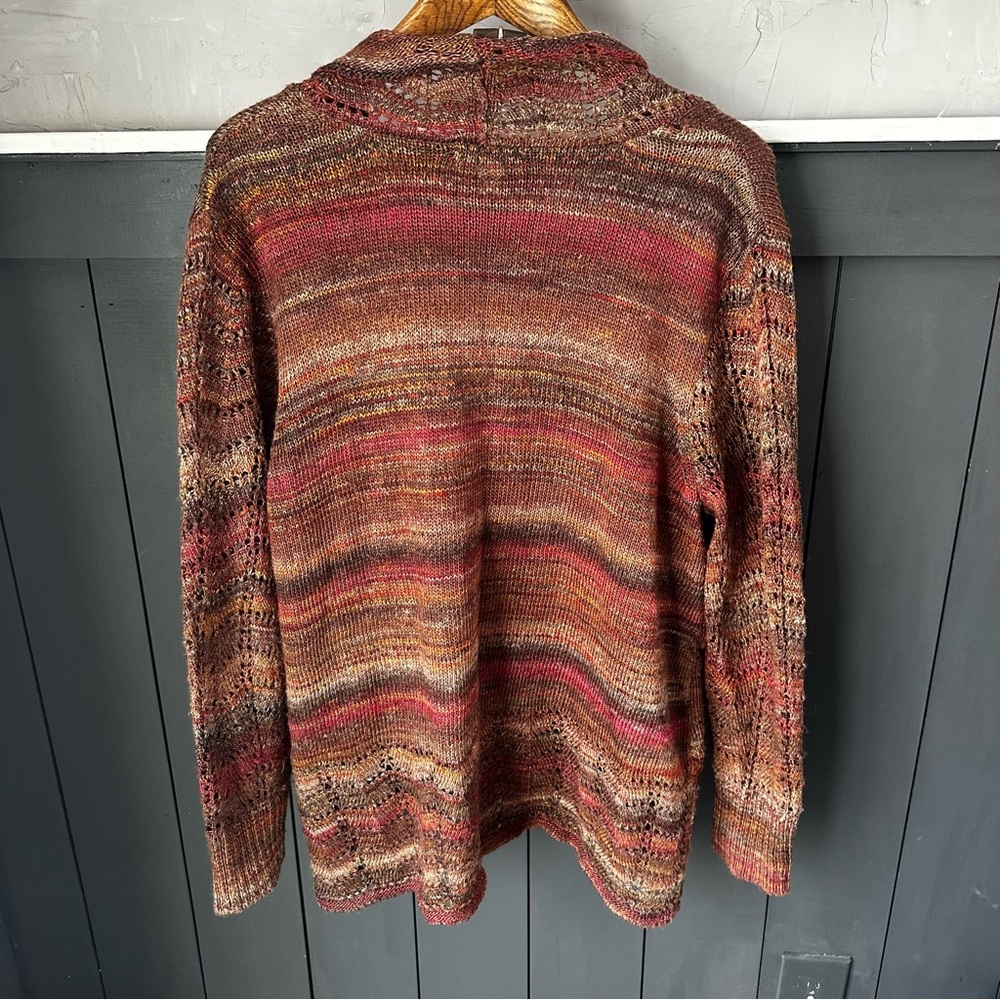 CJ Banks Multicolor Knit Open-Front Cardigan Sweater size 2X - Picture 2 of 10